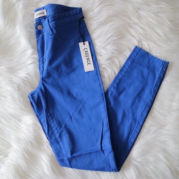 NWT L'Agence Blue Jeans Size 25 High Rise Distressed Margot Skinny - Picture 1 of 8